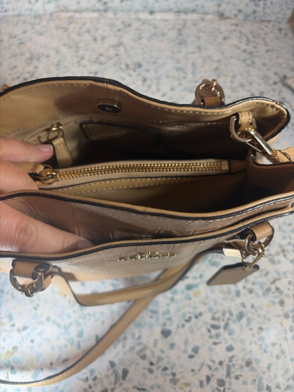 Coach F35231 Beige Croc Embossed Leather Mini Christie Satchel Crossbody - Picture 5 of 9